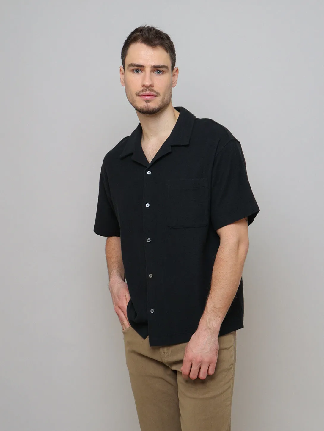 Jacquard Relaxed Shirt - Black
