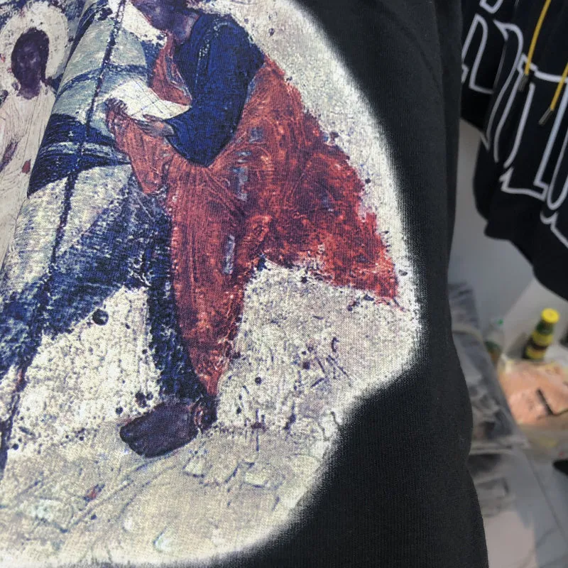 Jesus Mural Print Black T-shirts