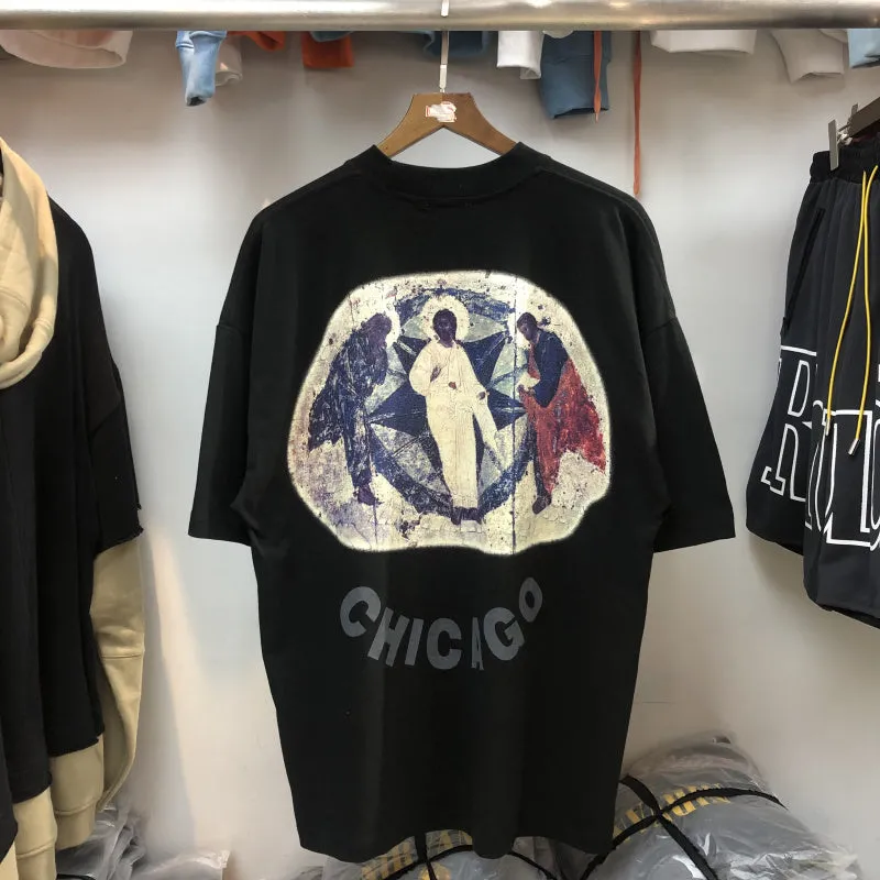 Jesus Mural Print Black T-shirts