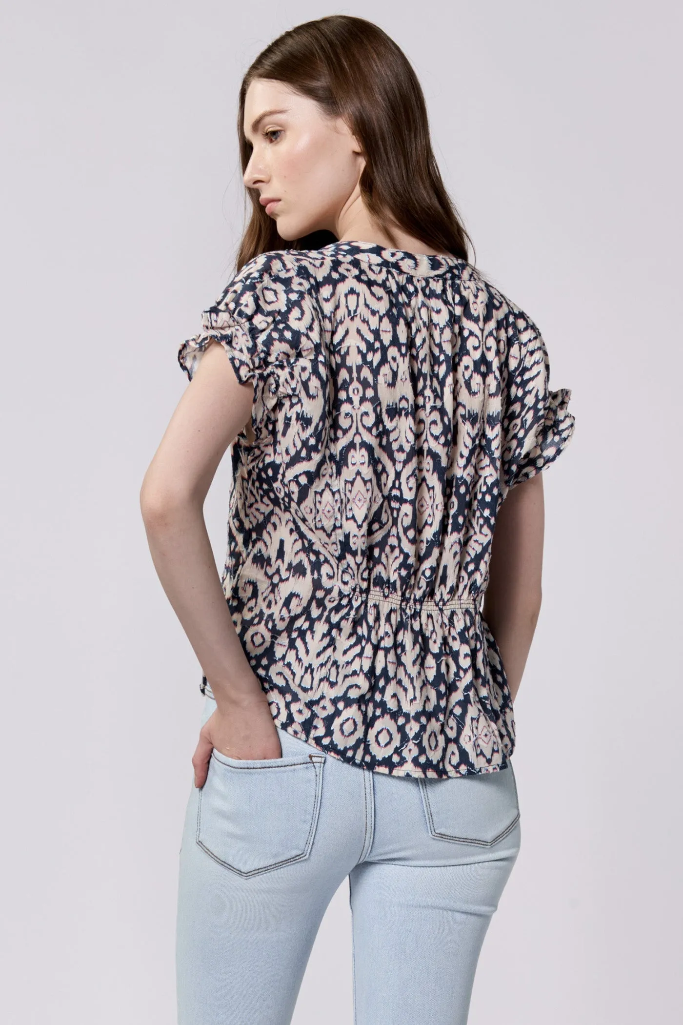 JULIA V-NECK SHORT SLEEVE RELAXED FIT TOP PAISLEY OBSCURA
