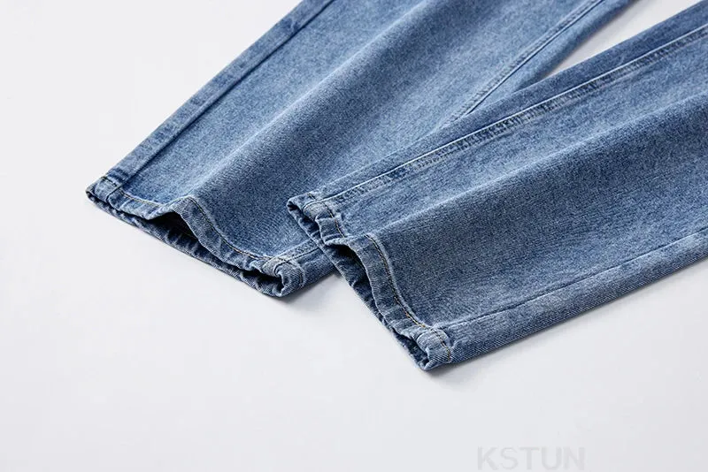KSTUN Men's Baggy Pants Loose Jeans Men Wide Leg Pants Light Blue Streetwear Men's Trousers Clothing Straight Cut 2024 New Kpop