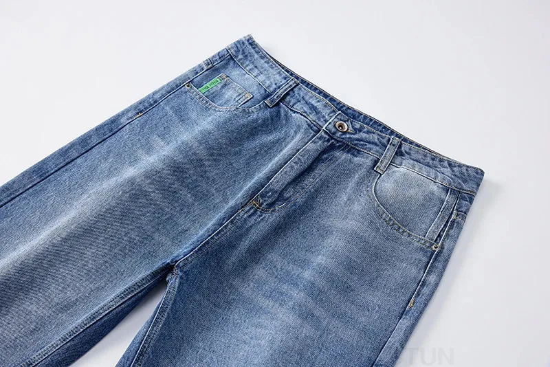 KSTUN Men's Baggy Pants Loose Jeans Men Wide Leg Pants Light Blue Streetwear Men's Trousers Clothing Straight Cut 2024 New Kpop