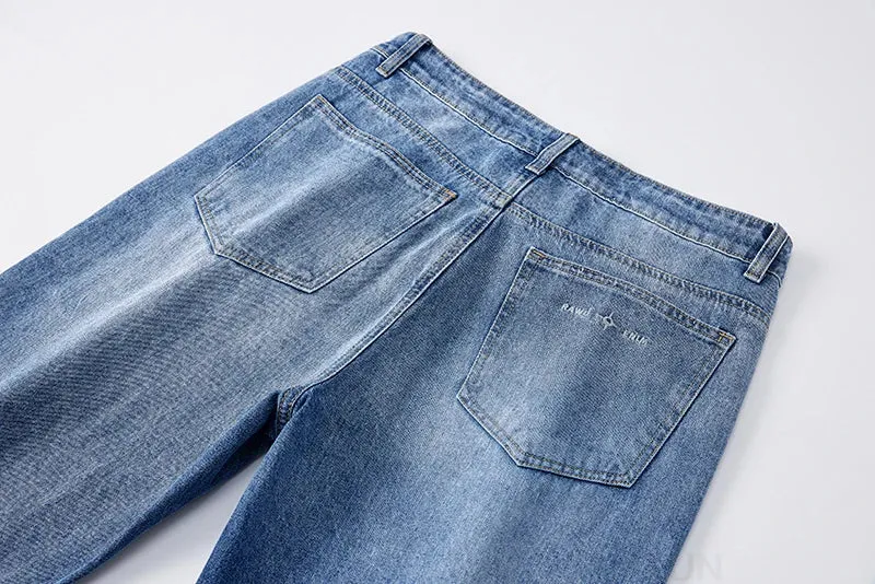 KSTUN Men's Baggy Pants Loose Jeans Men Wide Leg Pants Light Blue Streetwear Men's Trousers Clothing Straight Cut 2024 New Kpop