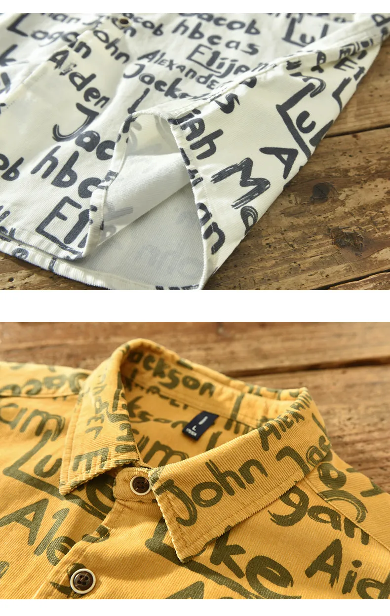 Letters and Names Printed Long-Sleeved Shirts