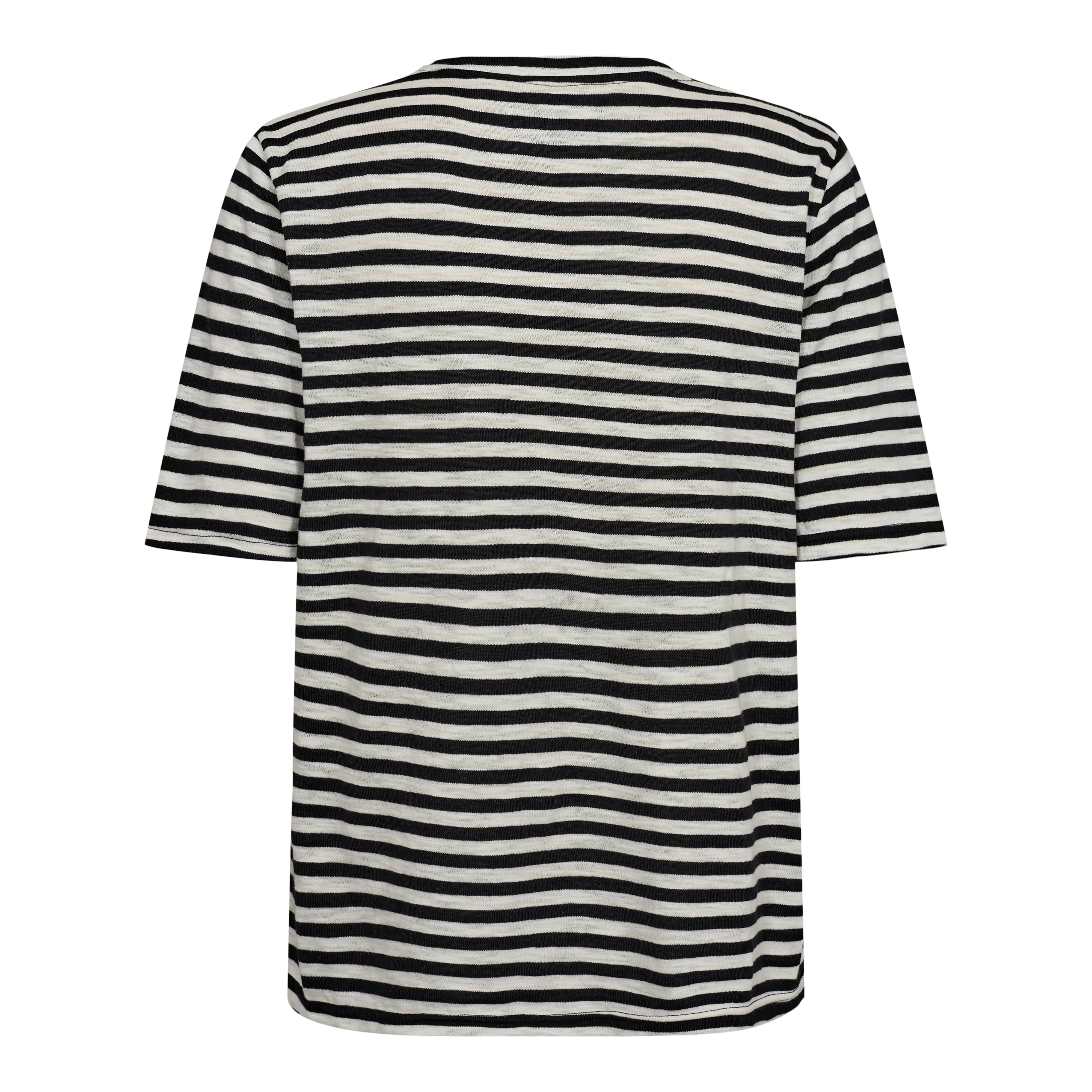Liberte - Ulla-Ss-Vneck-Stripe-Tshirt - Black White Stripe