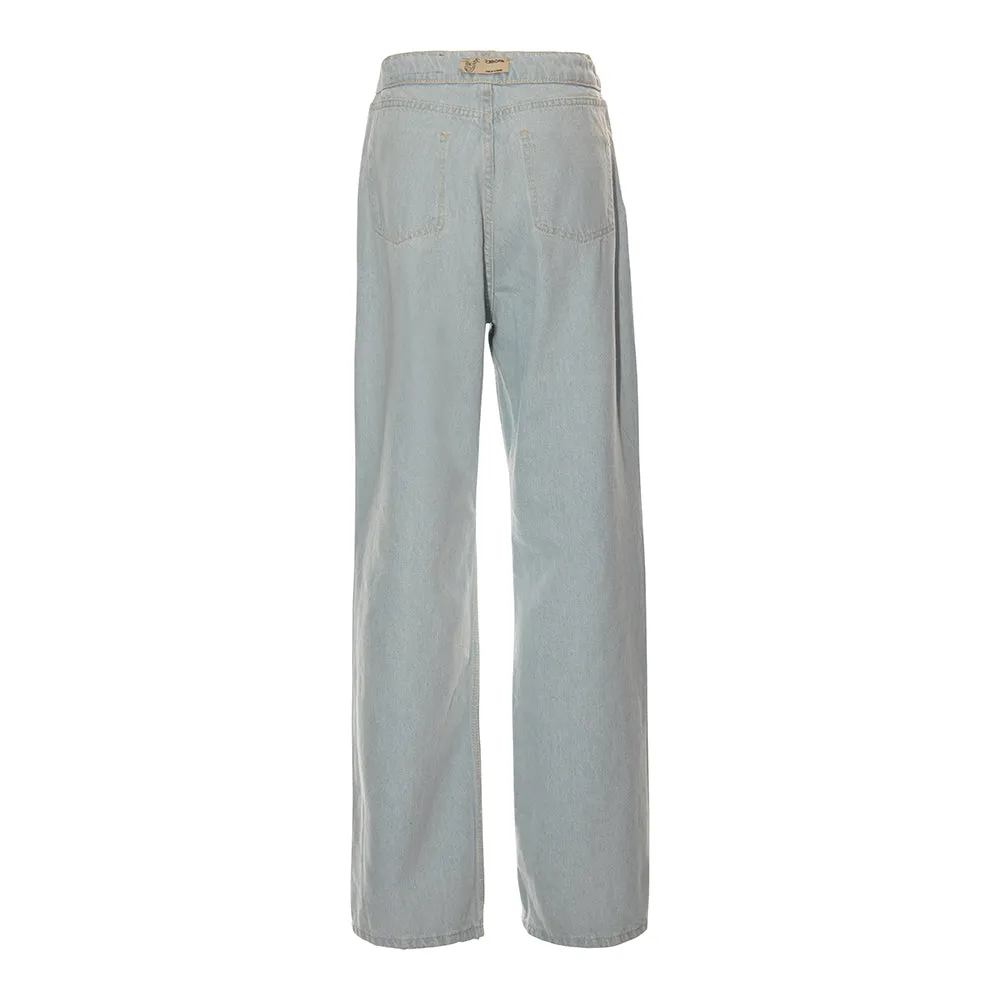 LIGHT BLUE DISTRESSED DENIM PANTS