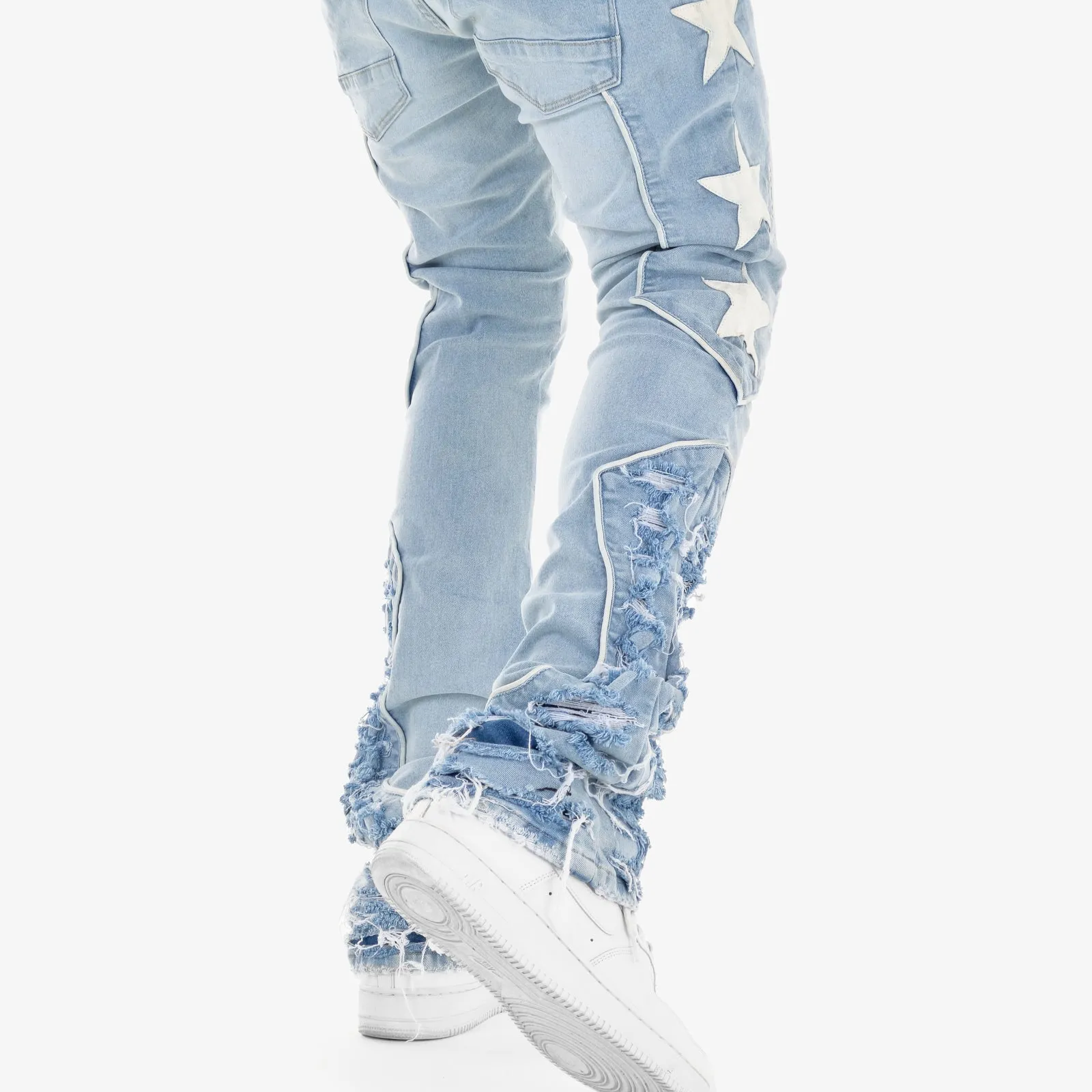 LIGHT BLUE WESTERN STACKED JEANS