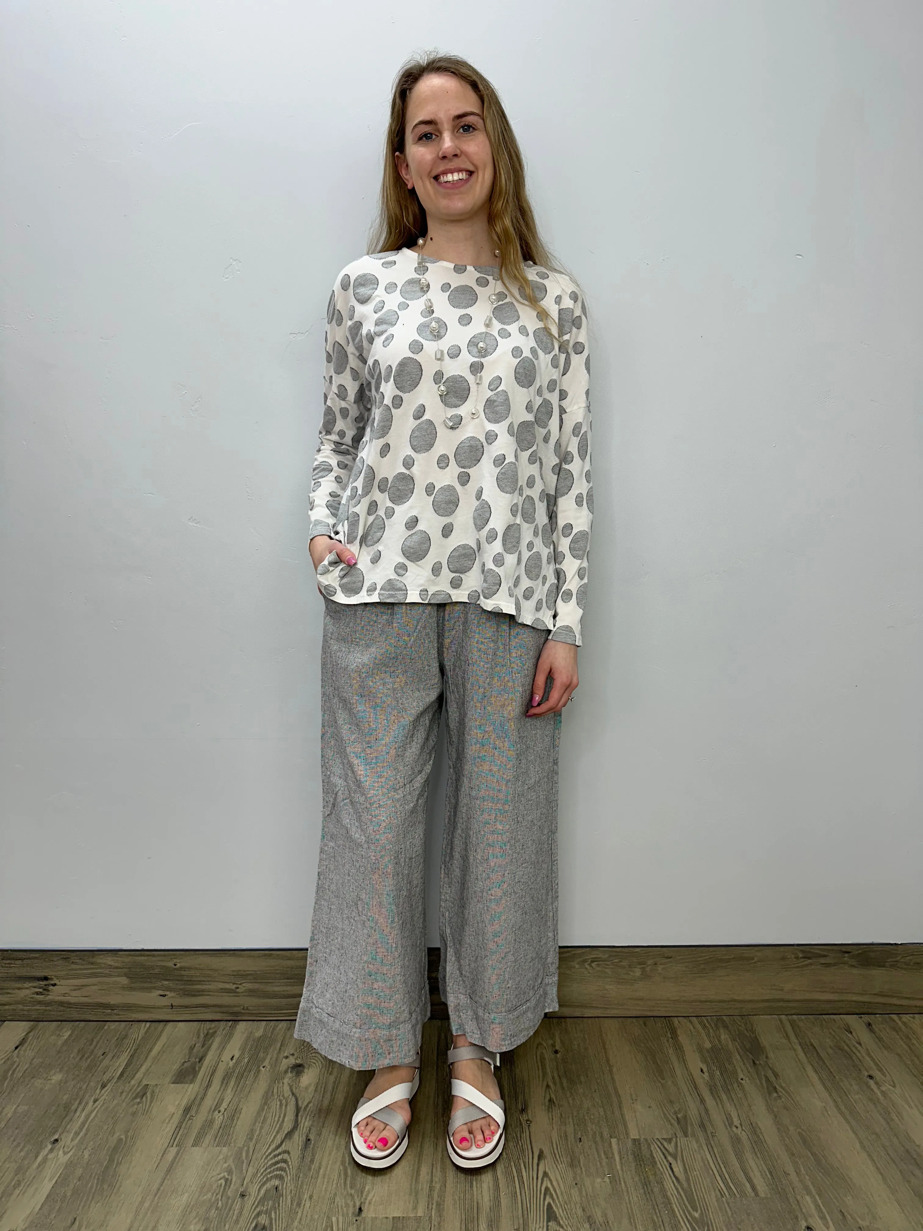 Light Gray Pleated Crop Pant