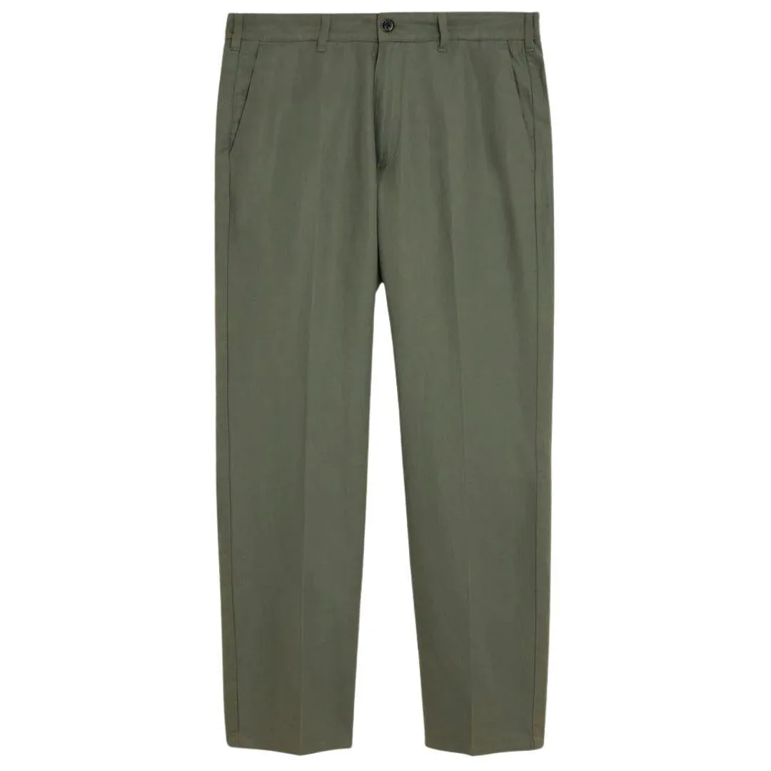 LINEN BLEND RELAXED PANTS OLIVE