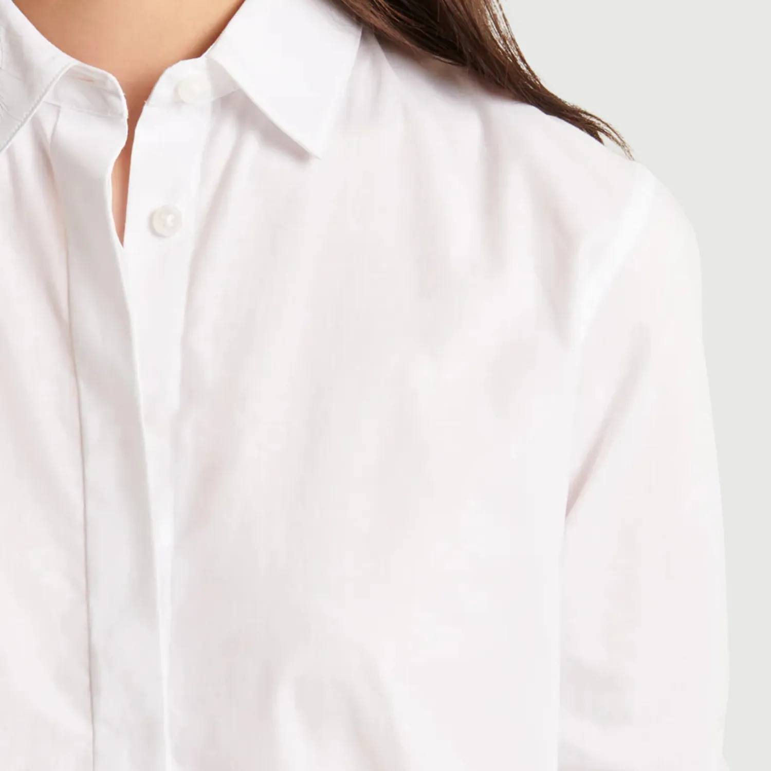 Long Sleeve Cotton Relaxed Shirt (White)