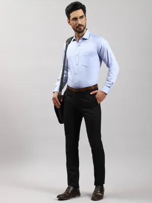 Men Blue Solid Collar Full Sleeve Shirts