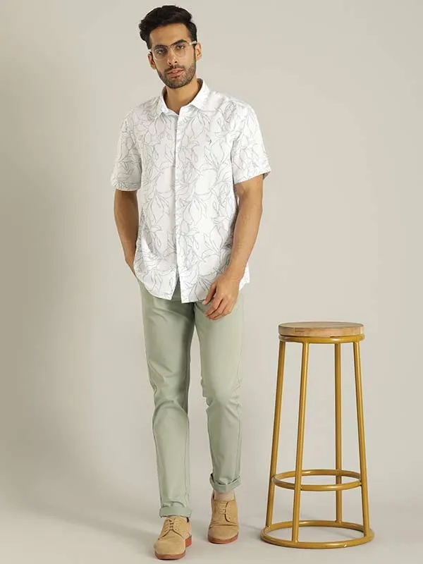 Men Printed Half Sleeve Viscose Blend Shirt