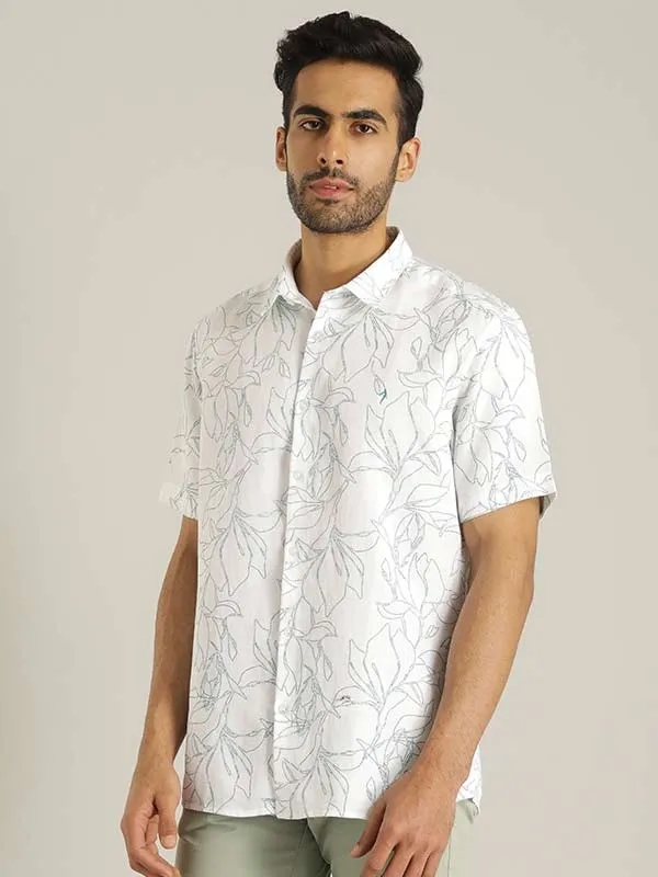 Men Printed Half Sleeve Viscose Blend Shirt