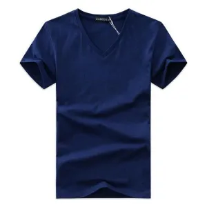 Men V Neck Cotton Short Sleeve T-Shirts