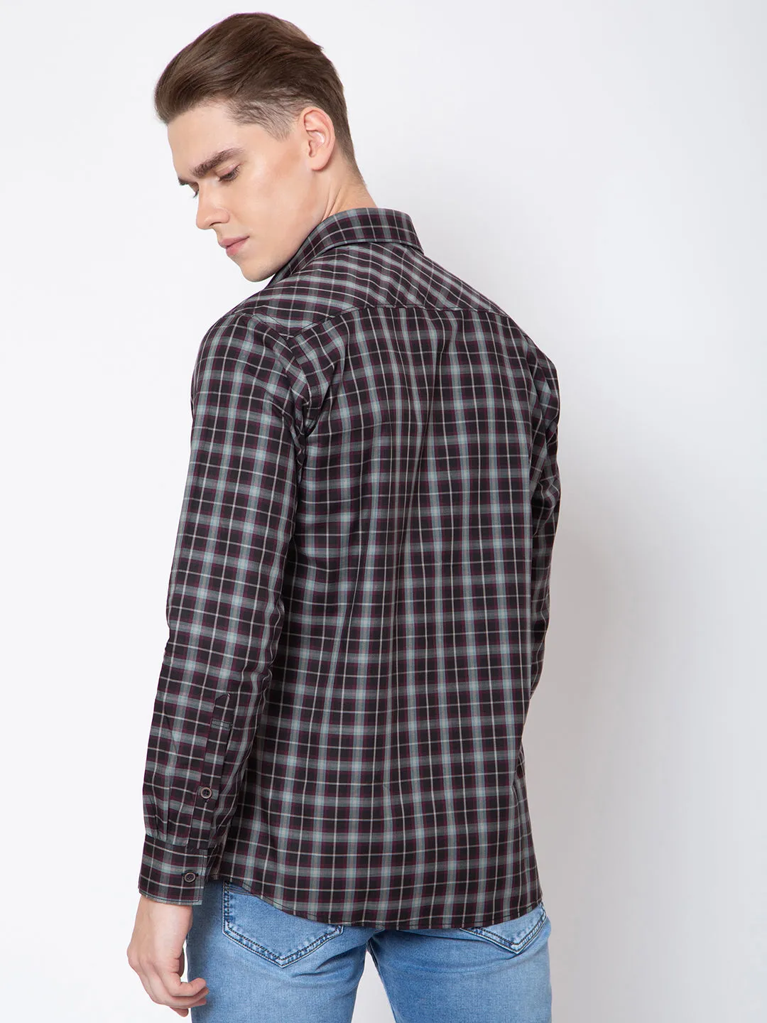 Mens Blue Color Check Shirt