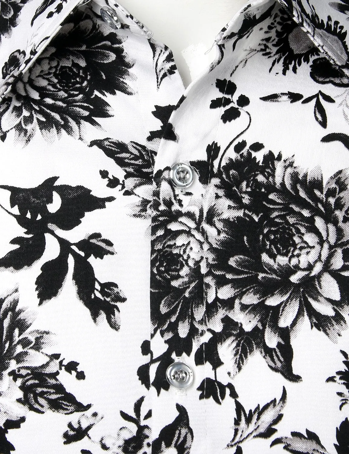 Men's Floral  Long Sleeve Cotton Casual Button Down Shirt
