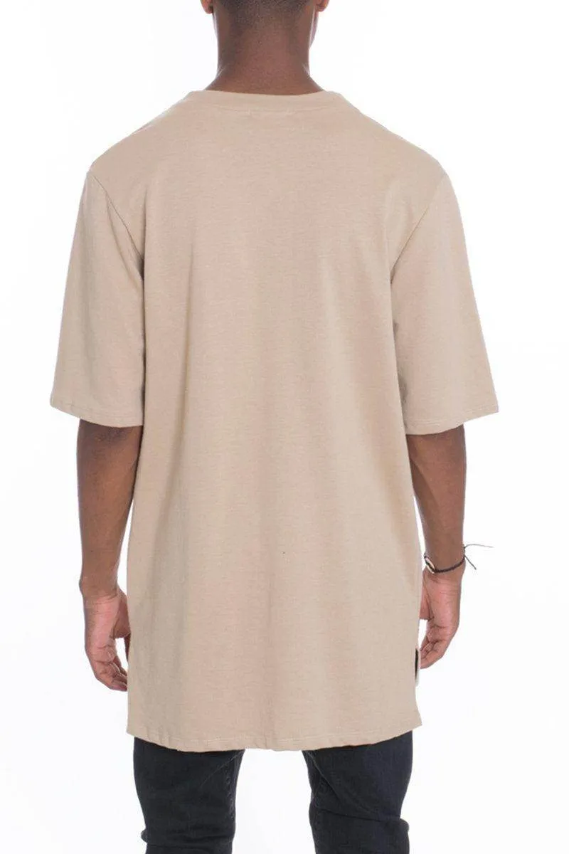 Mens Khaki V-Neck Short Sleeve Tee Shirt