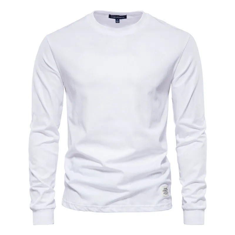 Men's Solid Color Round Neck Long-sleeved Top T-shirt