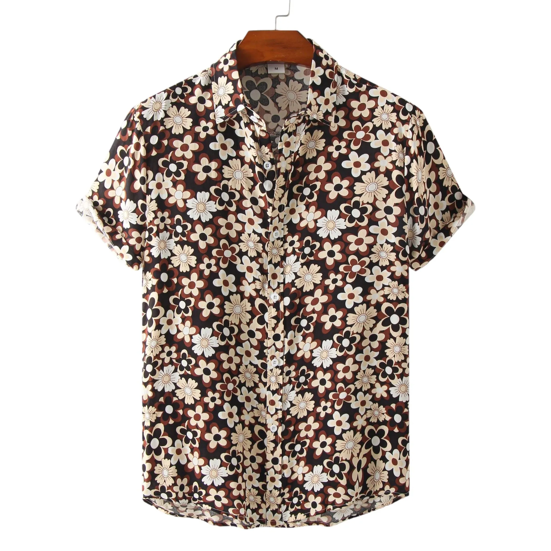 Mens summer button up shirt - Floral pattern
