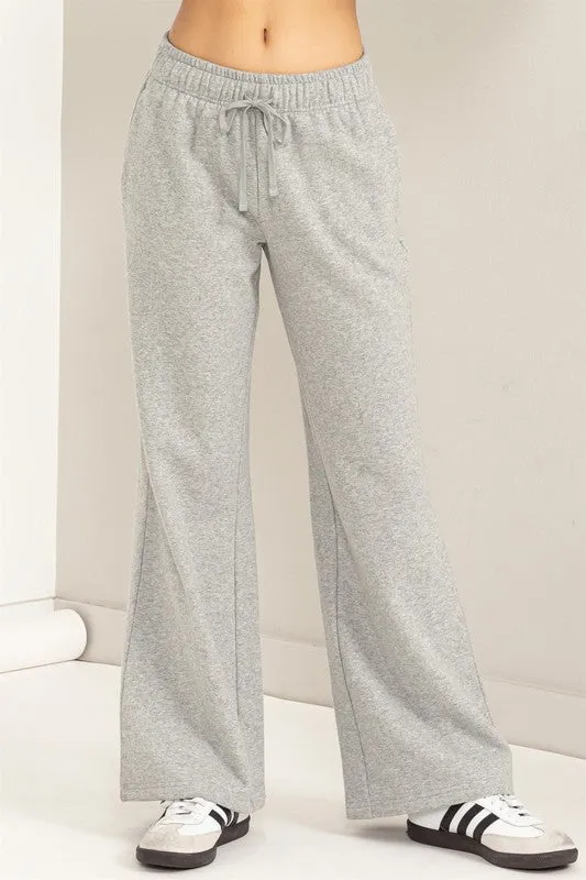 Mid-Rise Drawstring Wide Leg Pants