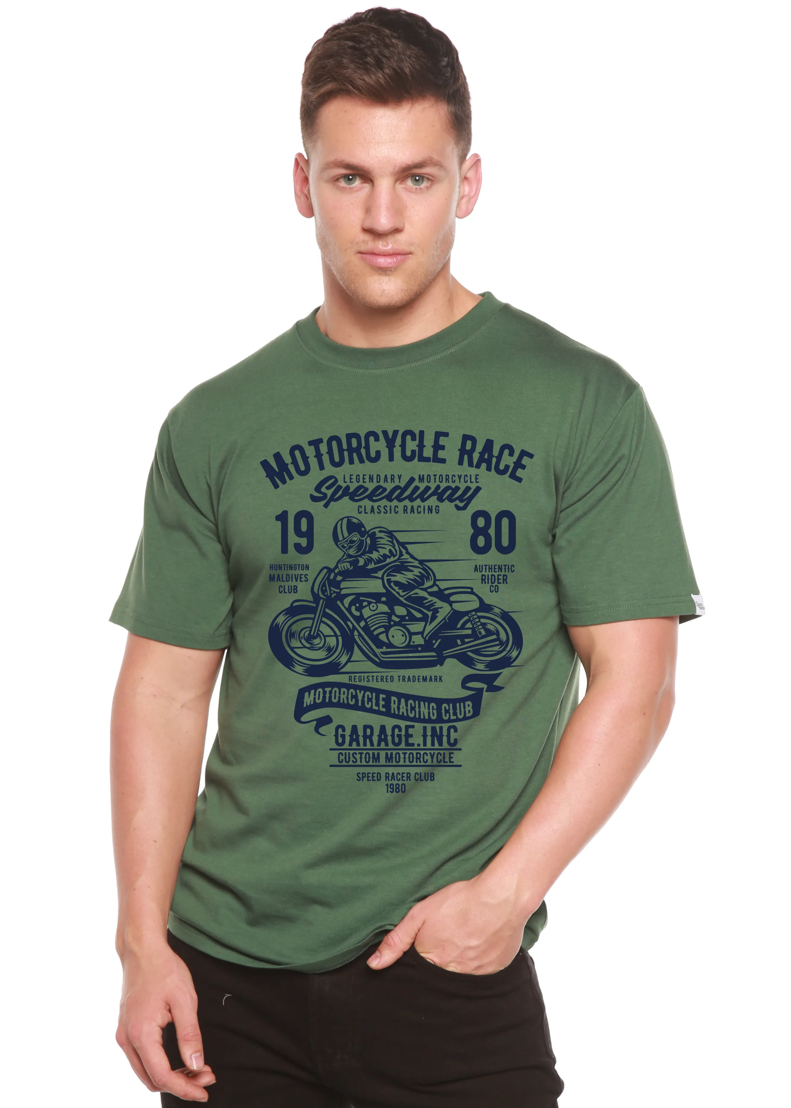 Motorcycles Race Men's Bamboo Viscose/Organic Cotton Short Sleeve Graphic T-Shirt