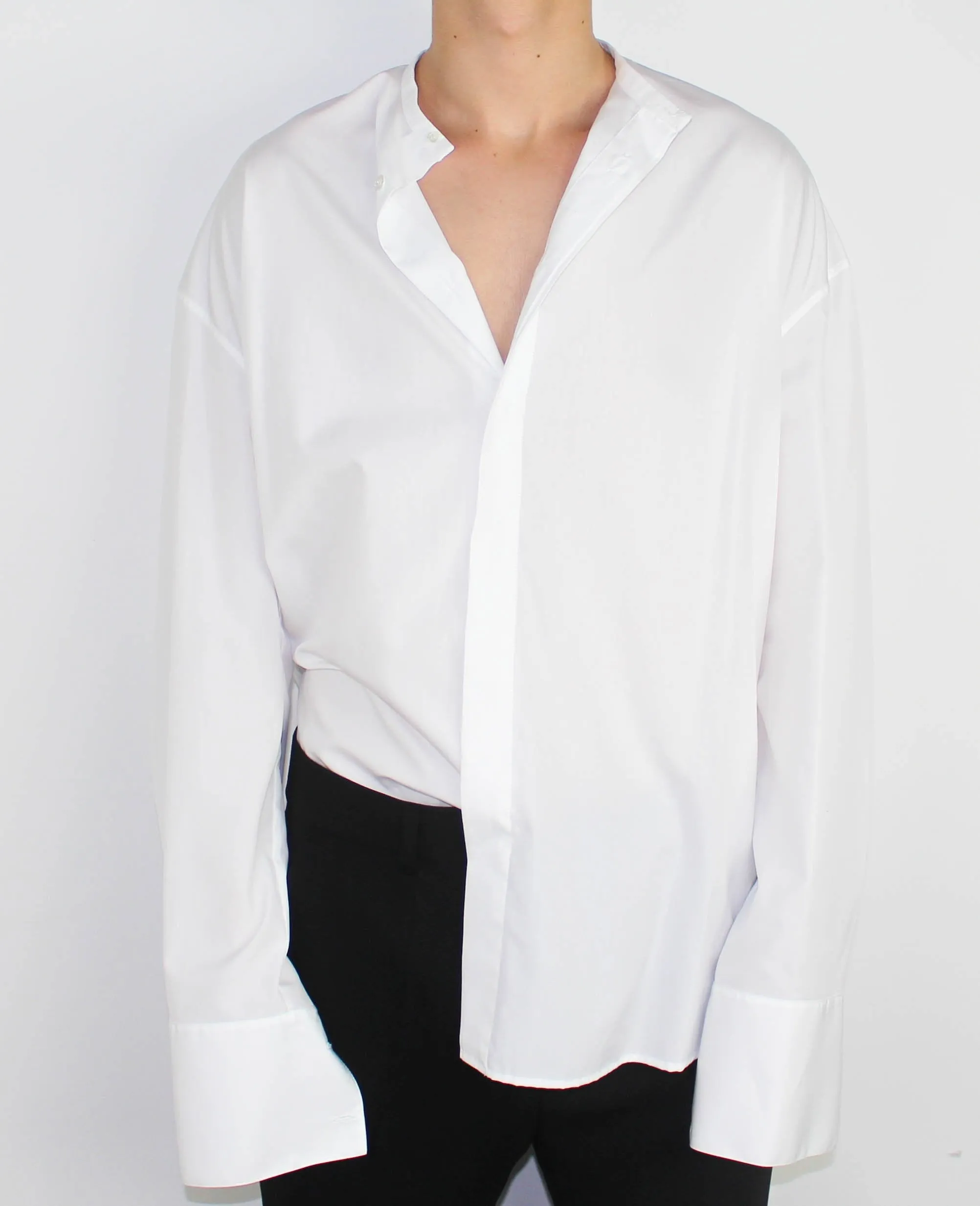 Oversized Mandarin Collar Shirt
