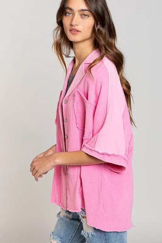 Pink | Button closure shirt