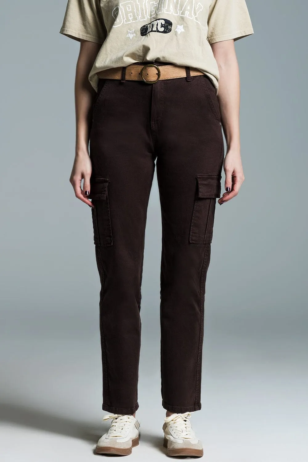 Relaxed Cargo Pants In Dark Brown