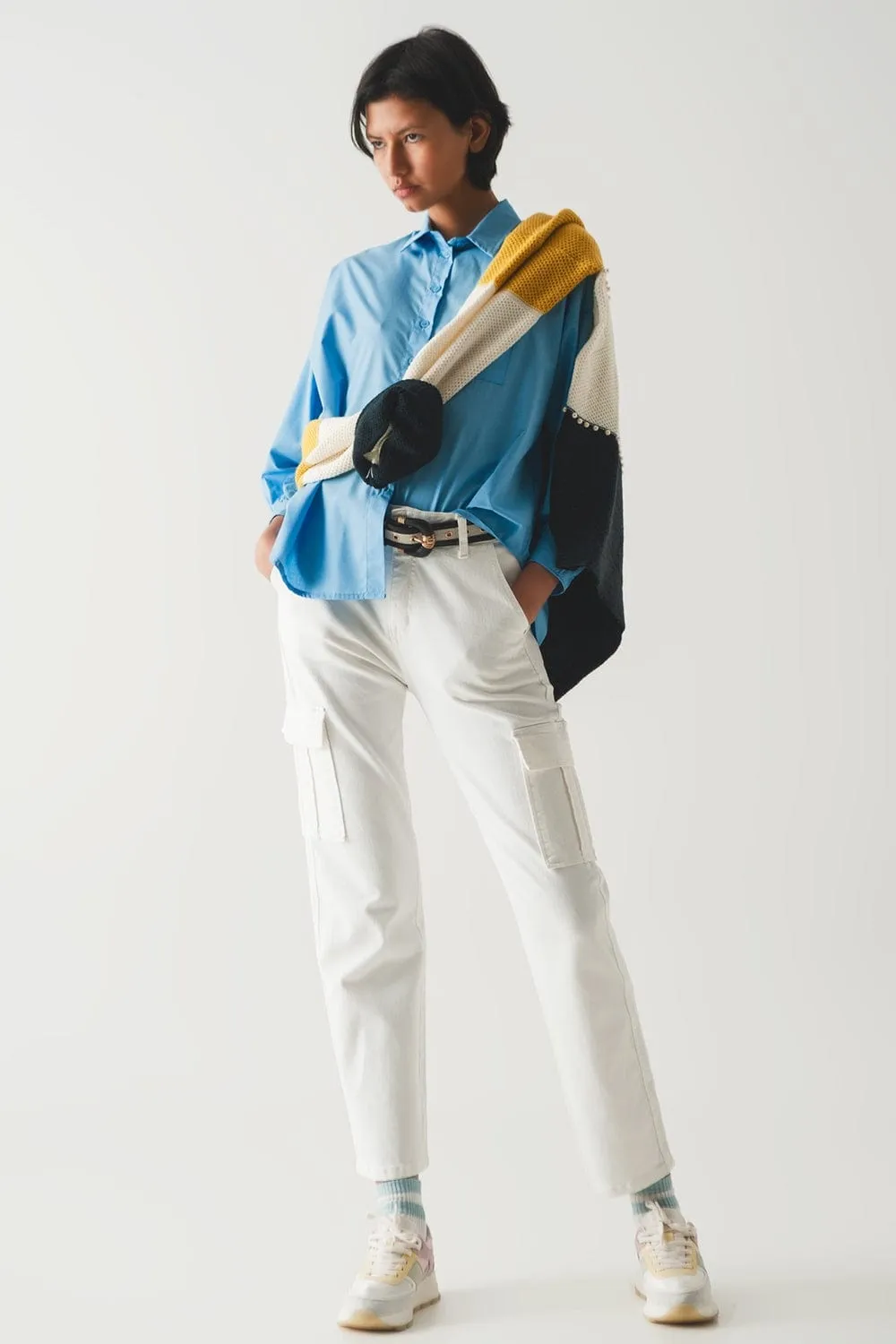 Relaxed Cargo Pants In White