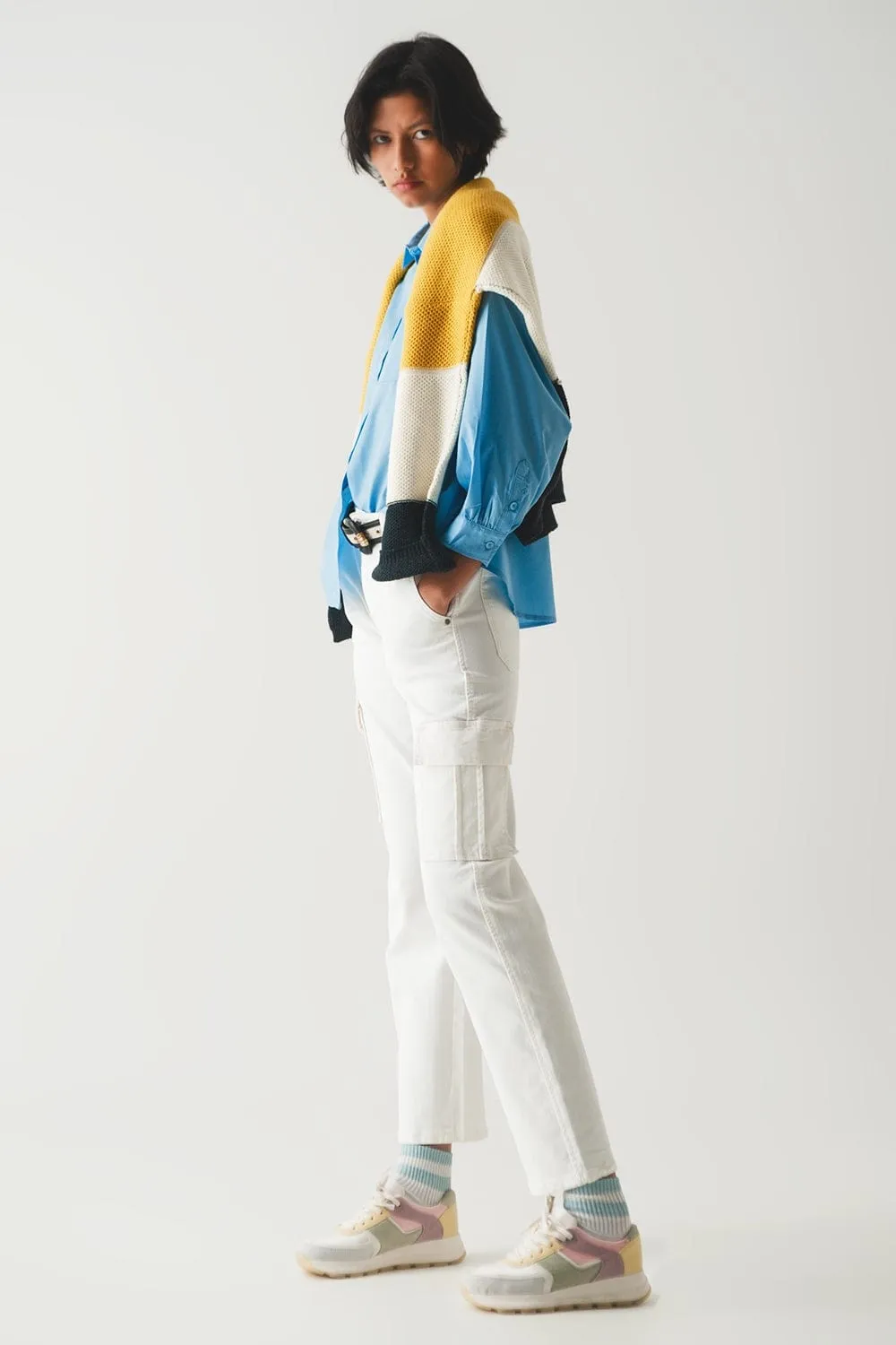 Relaxed Cargo Pants In White