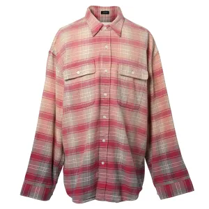 RELAXED WORKSHIRT / R506B:BLEACHED OUT PINK/GREY PLAID