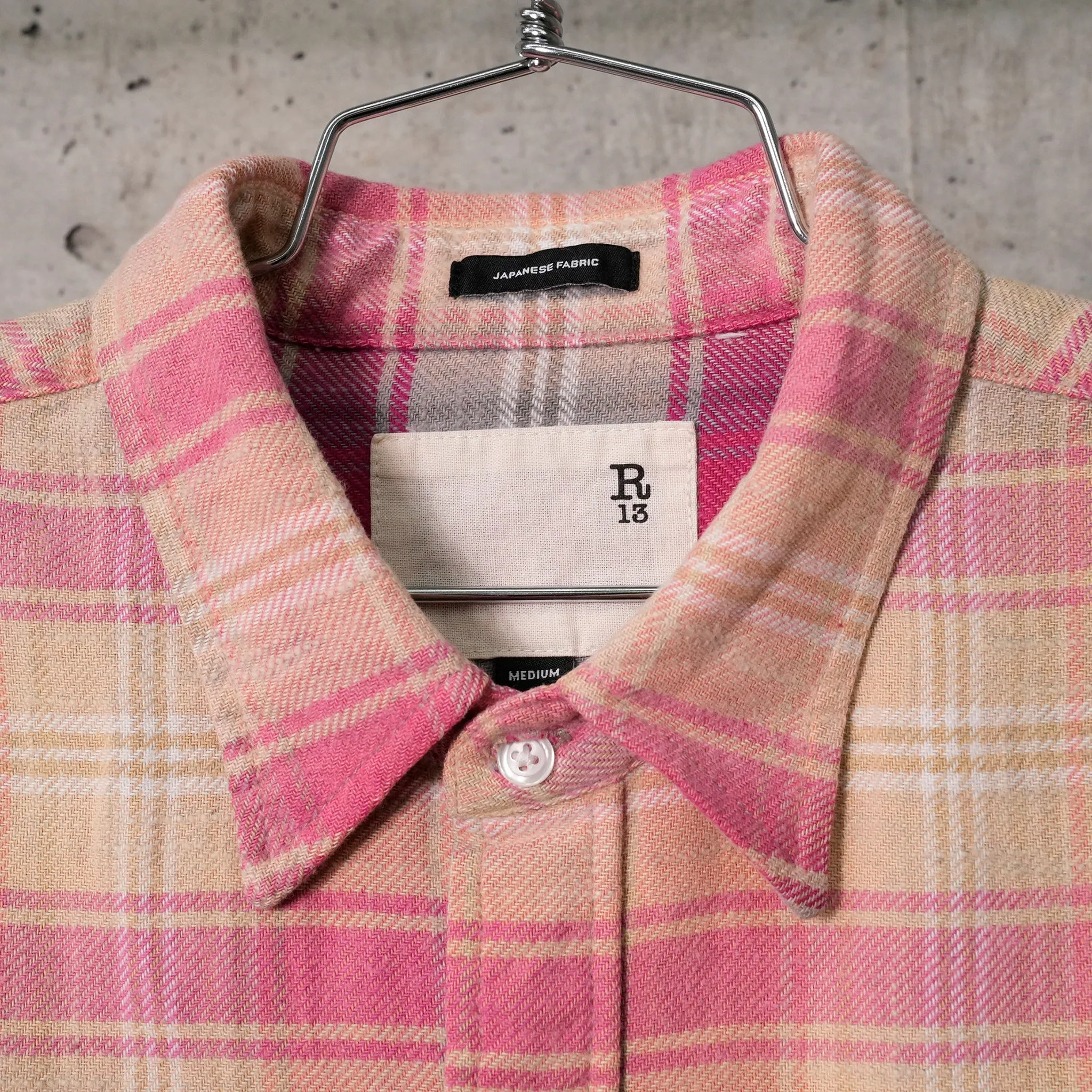 RELAXED WORKSHIRT / R506B:BLEACHED OUT PINK/GREY PLAID