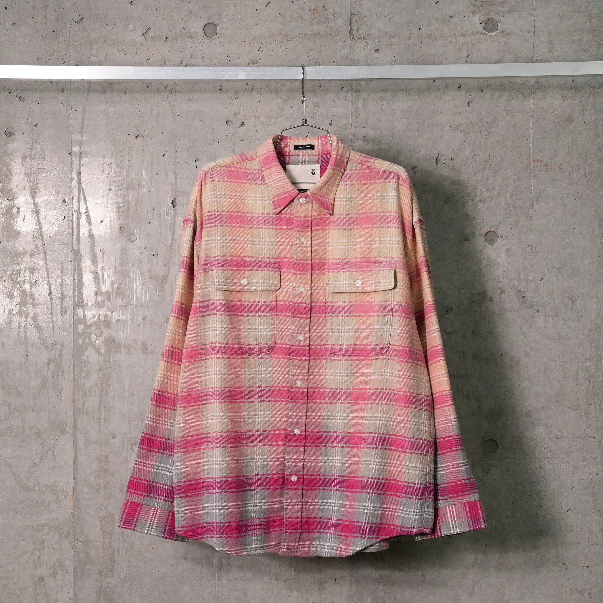 RELAXED WORKSHIRT / R506B:BLEACHED OUT PINK/GREY PLAID