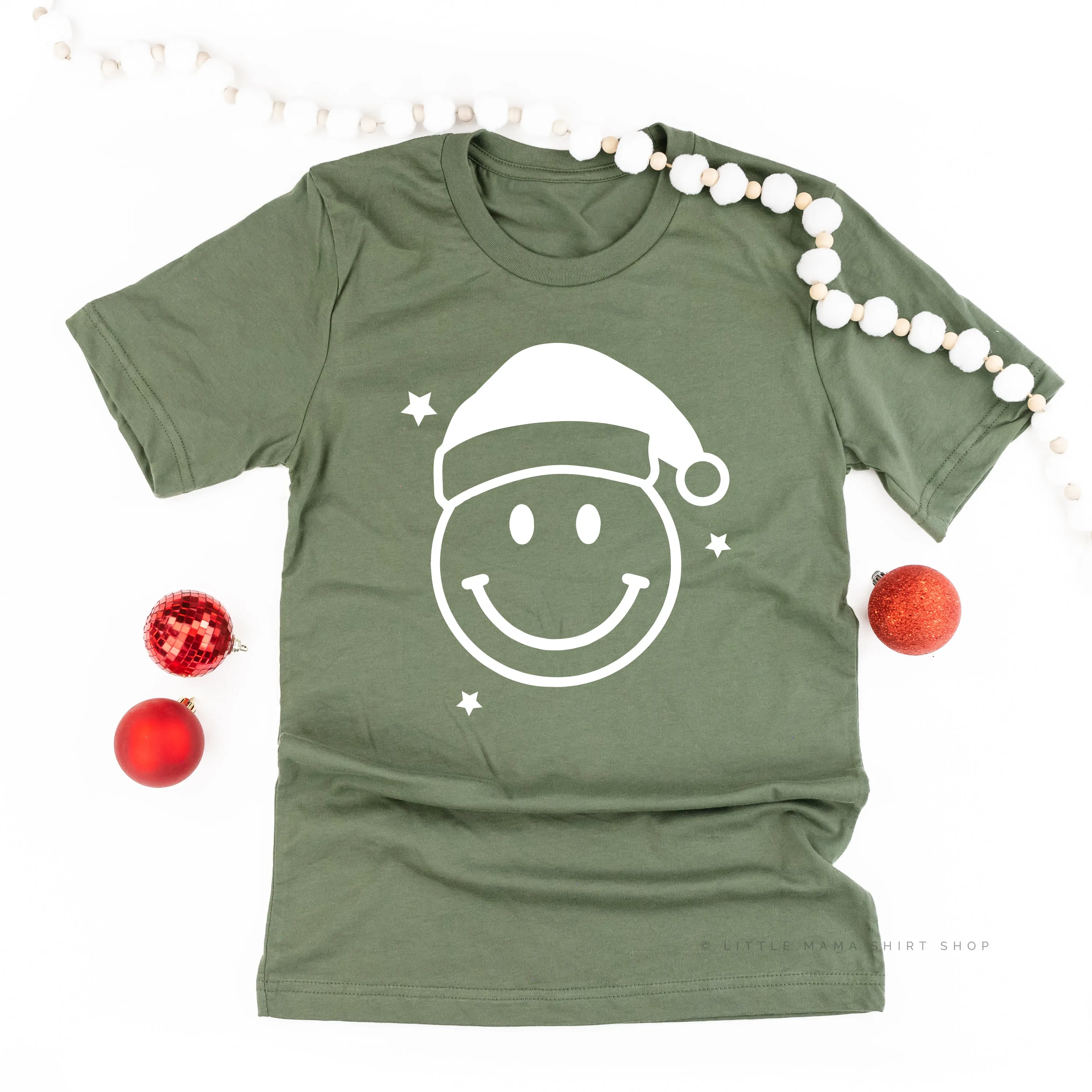 Santa Hat - Smiley Face - Unisex Tee