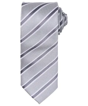 Silver/Dark Grey - Waffle stripe tie