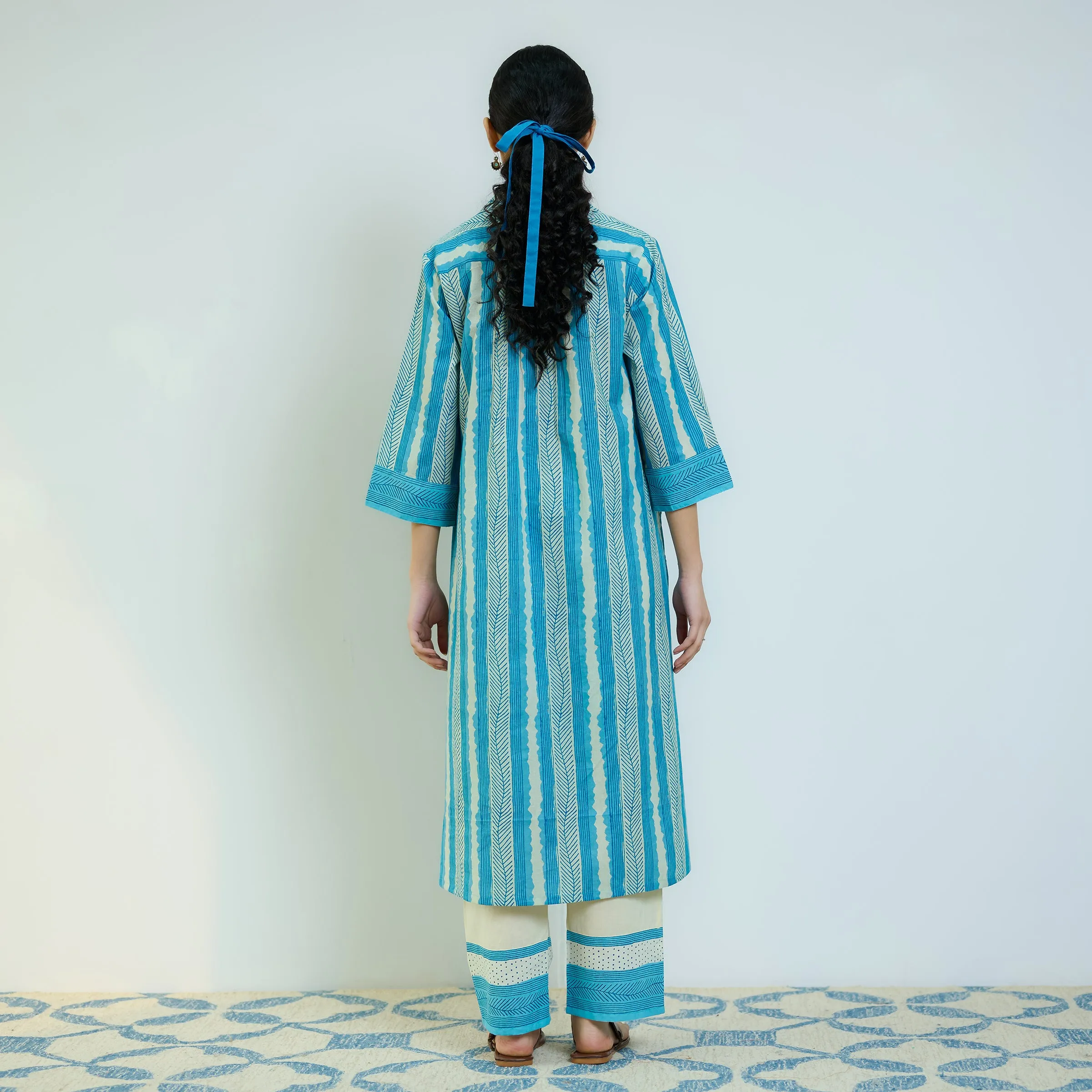 Sky Blue Cotton Shirt Kurta with Pant