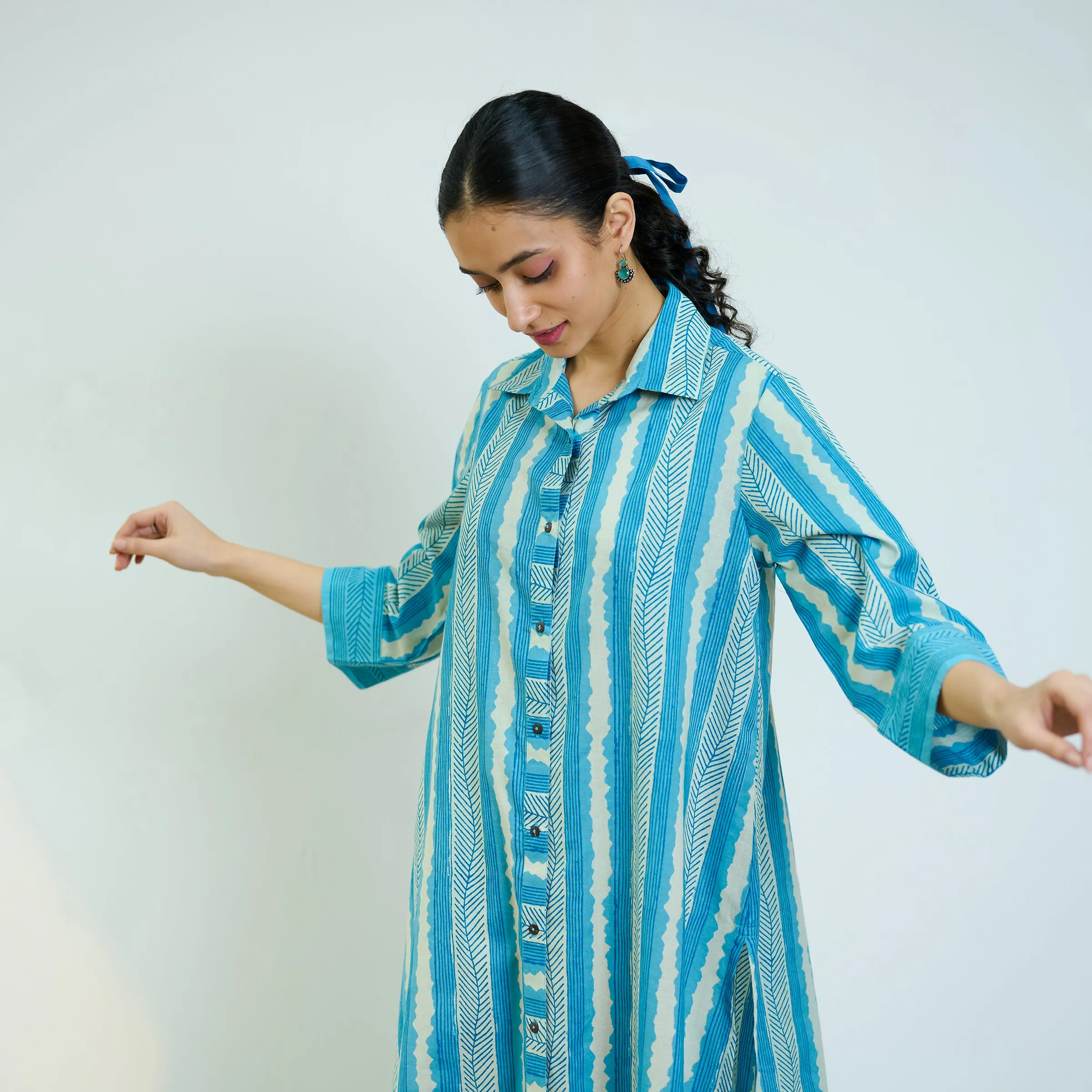 Sky Blue Cotton Shirt Kurta with Pant