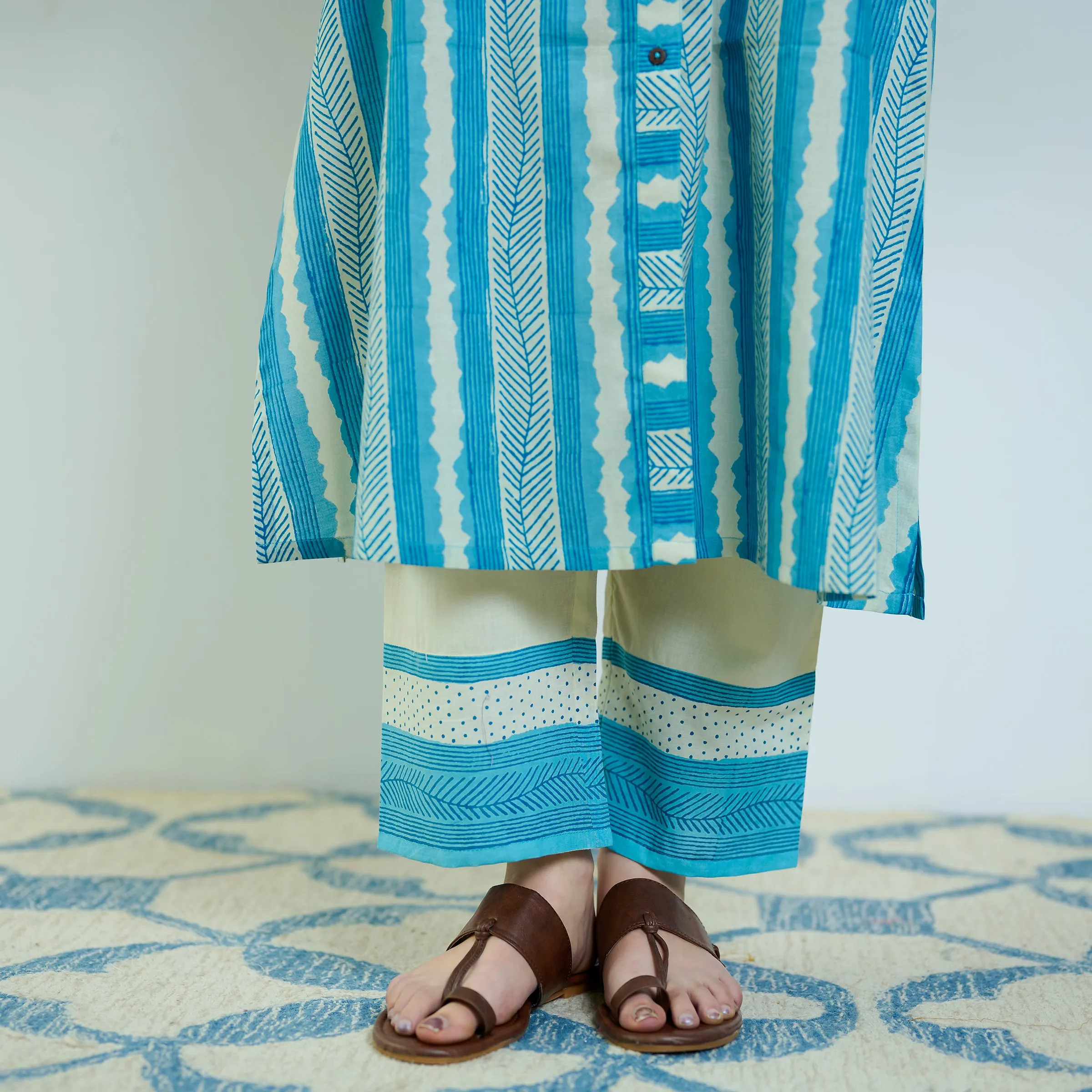 Sky Blue Cotton Shirt Kurta with Pant