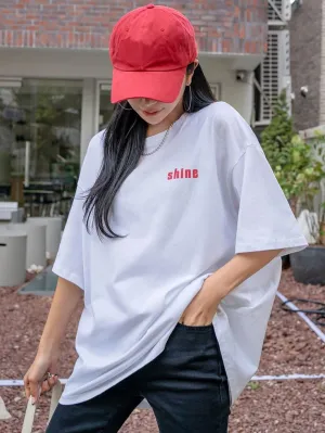 Slogan Graphic Drop Shoulder Oversized Tee
