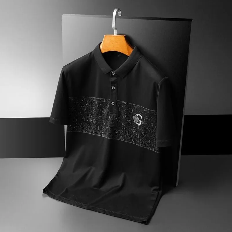 Solid Letter Pattern Short Sleeve Polo Shirts