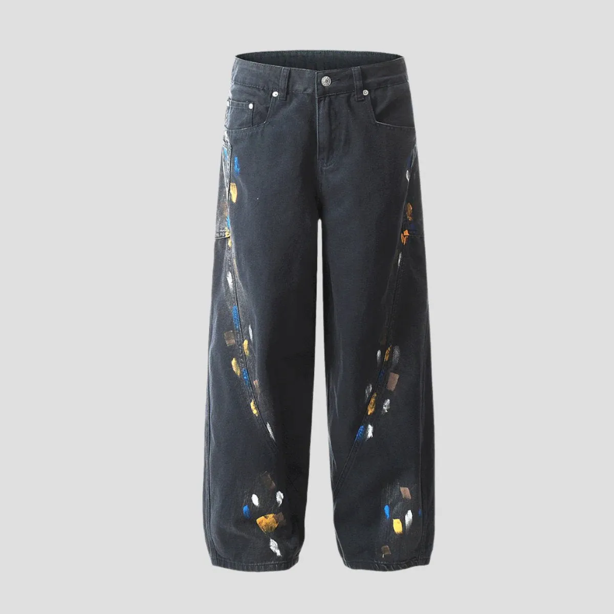 Splatter Denim Abstract Black Jeans