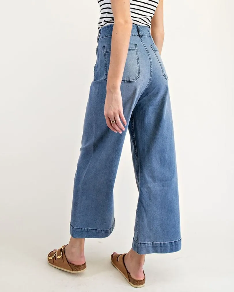 Straight Leg Denim Pants - Light Denim