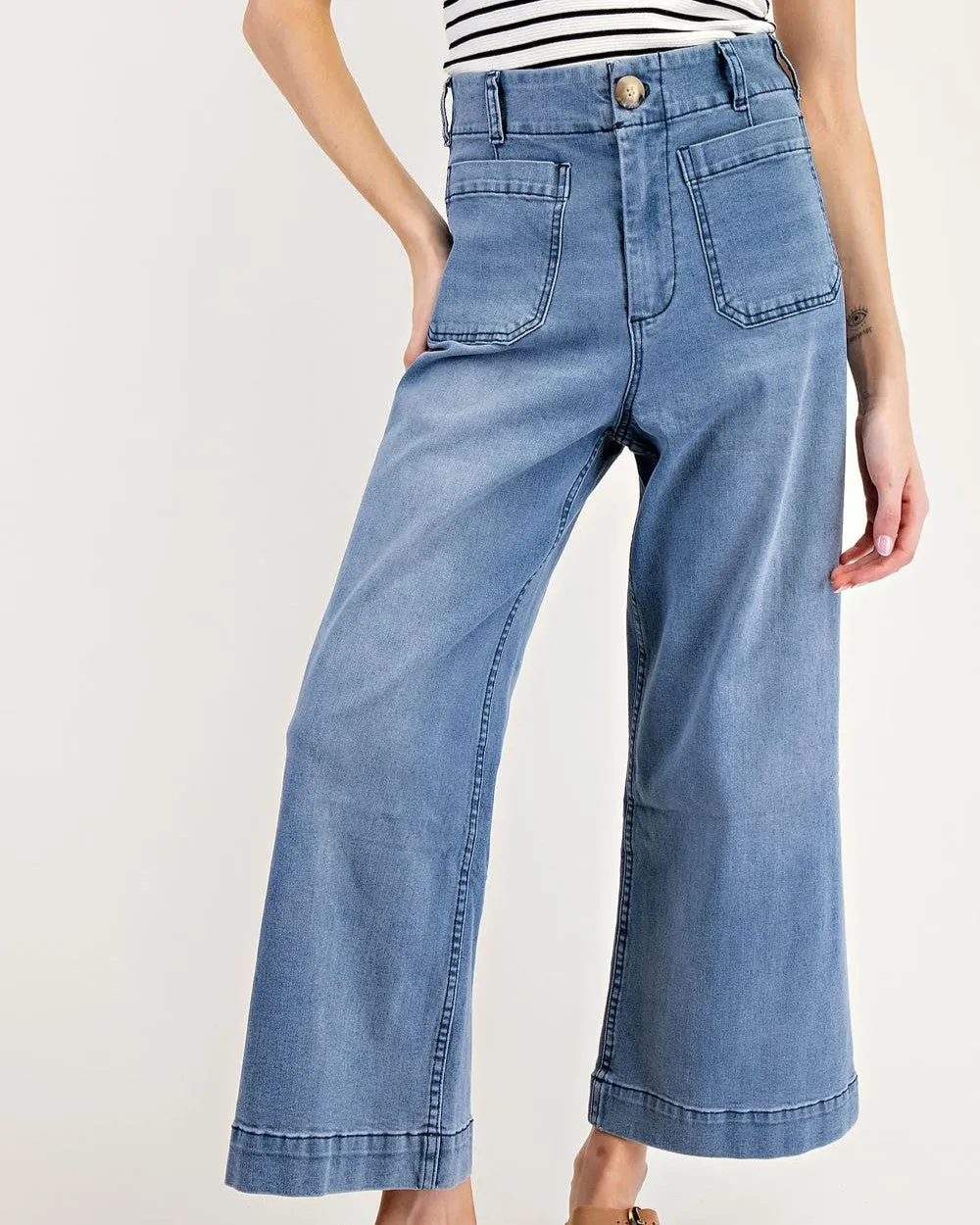 Straight Leg Denim Pants - Light Denim