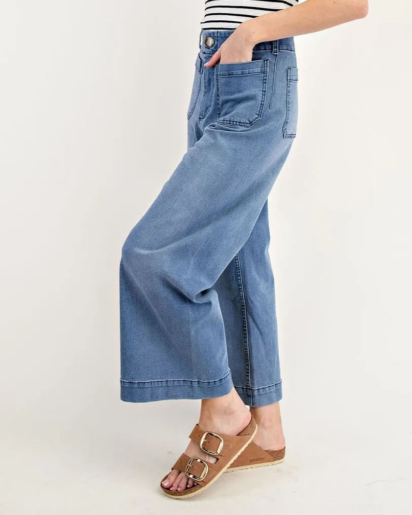 Straight Leg Denim Pants - Light Denim