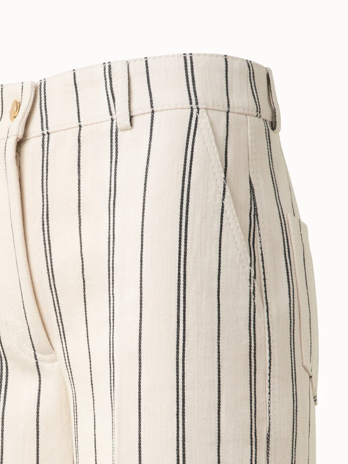 Striped Light Cotton Culotte Pants
