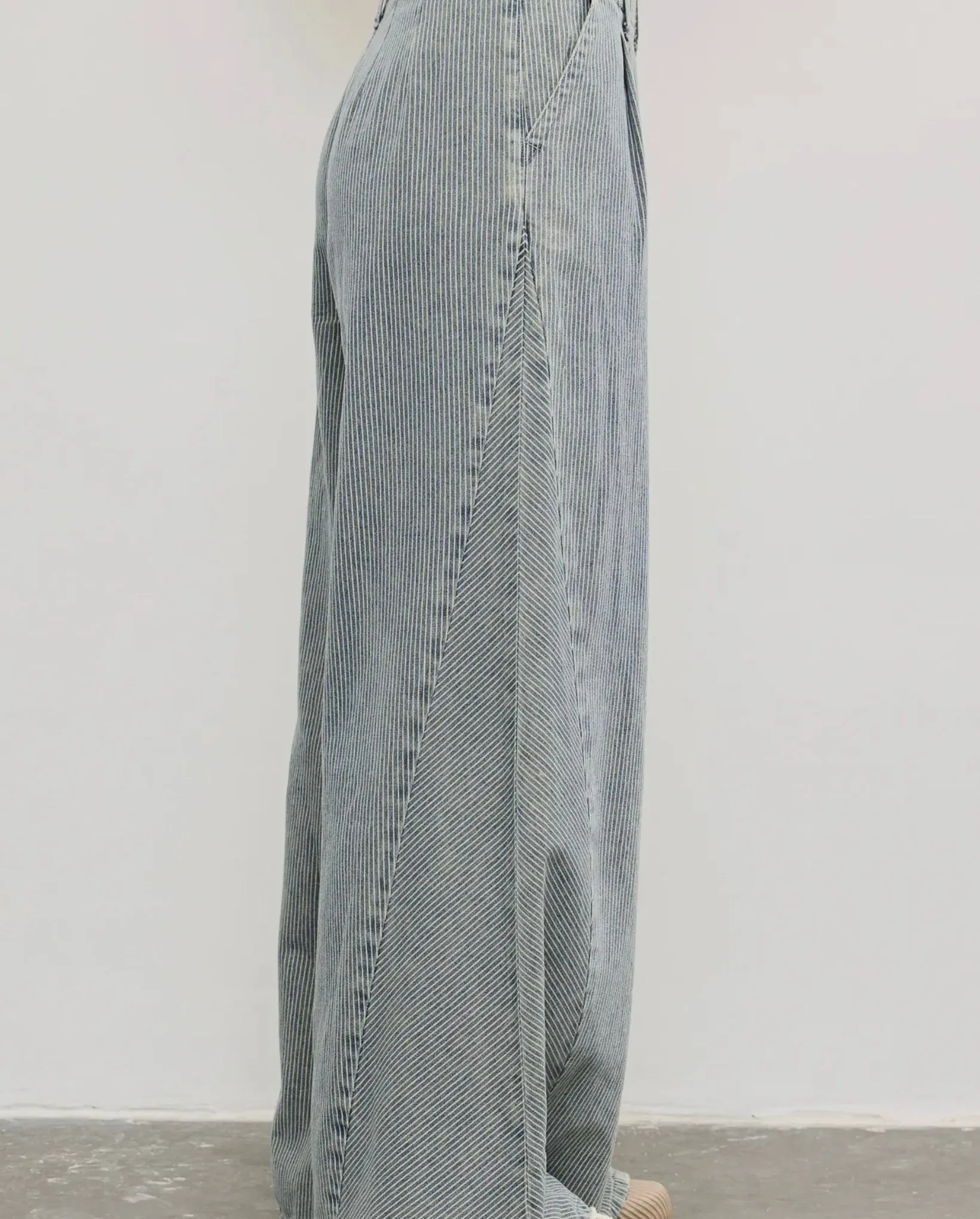 Striped Wide Denim Pants