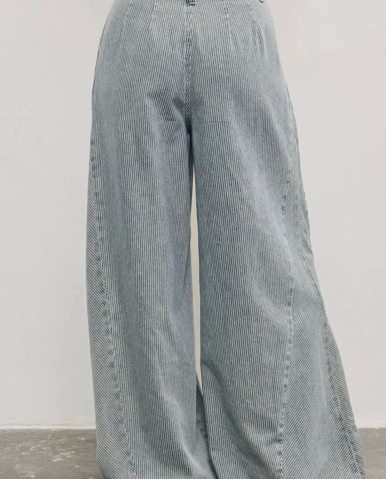 Striped Wide Denim Pants