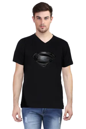 SUPERMAN V Neck T-Shirt BLACK