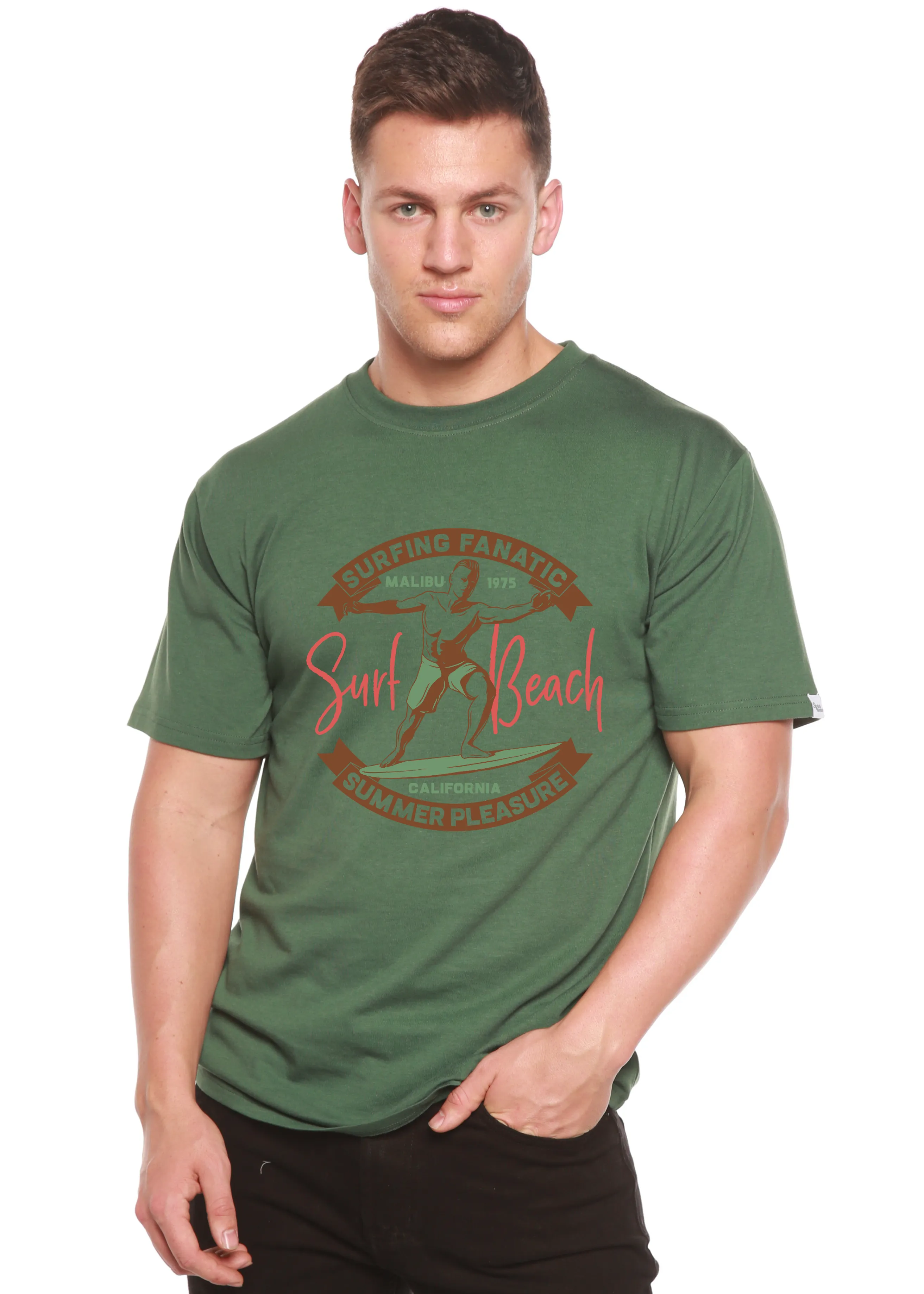 Surf Beach Men's Bamboo Viscose/Organic Cotton Short Sleeve Graphic T-Shirt