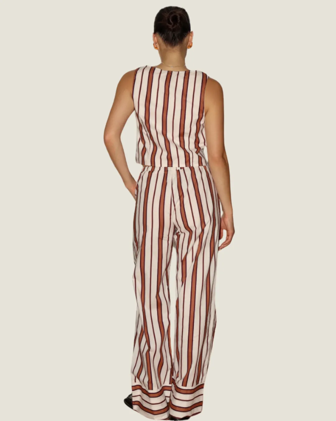 The Carly: Stripe Red/Cream Drawstring Pants
